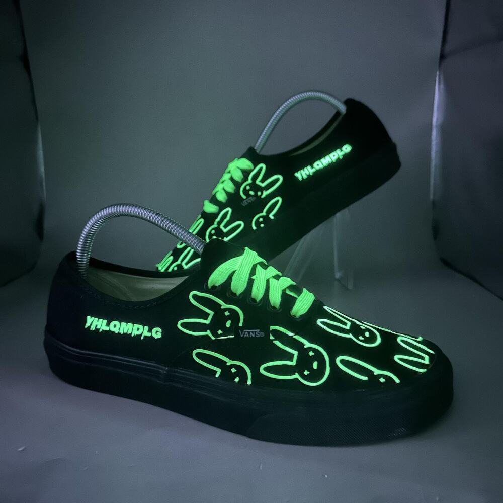 Vans Authentic x YHLQMDLG Bad Bunny Shoes Mens 8.5 Black Glow In Dark Sneakers